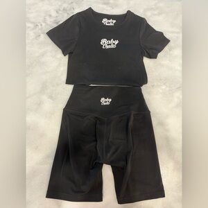 Baby Jeeter Athletic Black  Women’s Gym Wear Short & Cropped Top  Set Size S